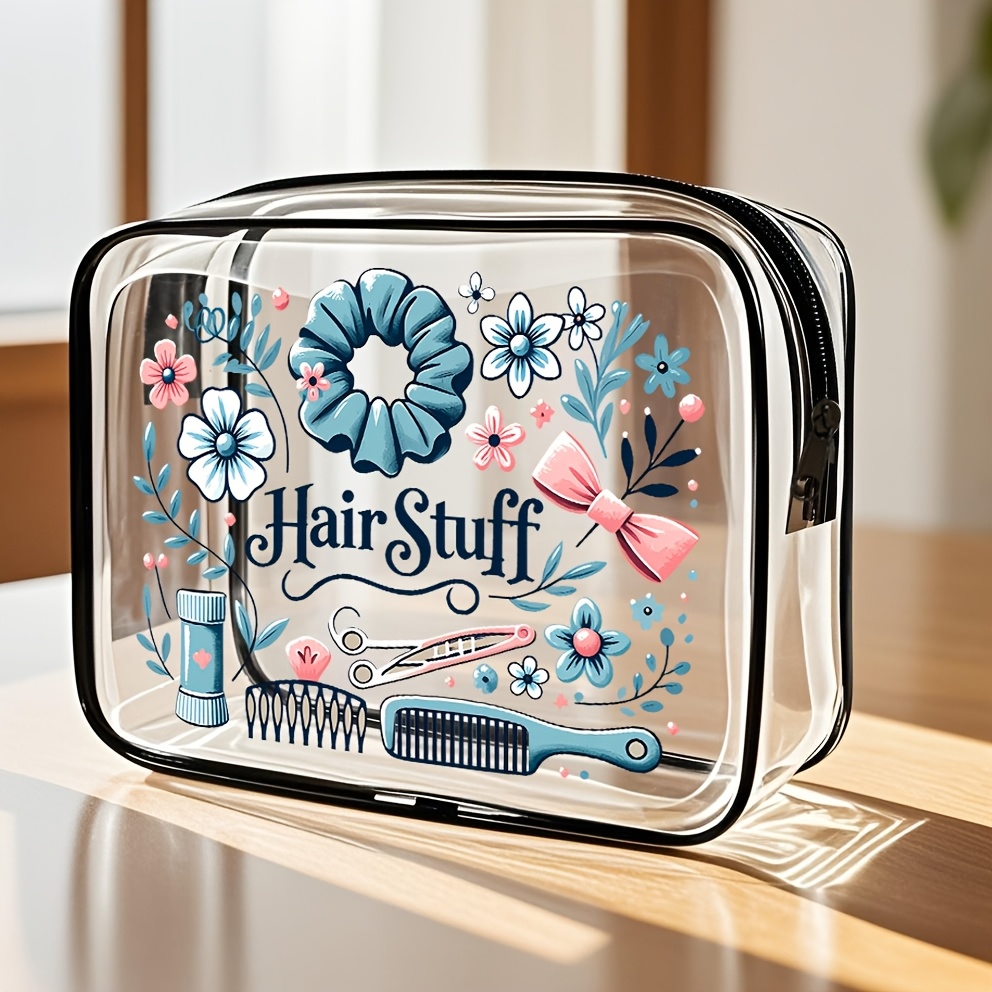 TEMU 1pc Women's Large Capacity Zippered Makeup And Travel Organizer Bag - High-quality Cosmetic Storage, Toiletry Bag, Lightweight Pvc Pouch,
