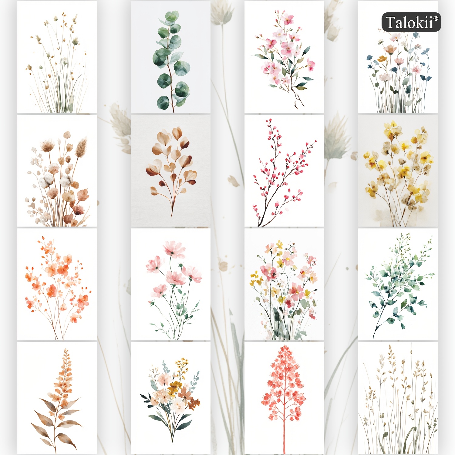 TEMU 16-pack Watercolor Floral Postcards, 10 X (. 4 X 6 Inch), Vintage Botanical Art Cards For Journaling, Scrapbooking And Home Decoration, Perfect