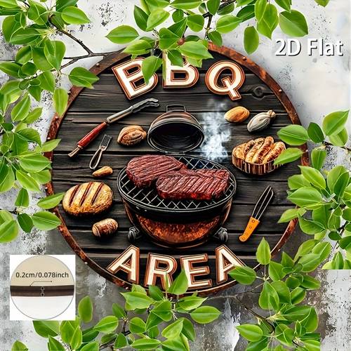 2d flat hanging ornaments 2d fiat not 3d wooden bbq area 87 7 87in retro bbq wall art bbq themed outdoor decoration with steak and tool images vintage bar cafe backyard patio additions