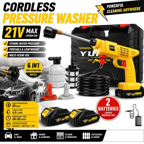 2026 new portable household lithium ion high pressure water gun high pressure cleaning machine ergonomically designed grip suitable for outdoor vehicle cleaning and watering courtyard maintenance