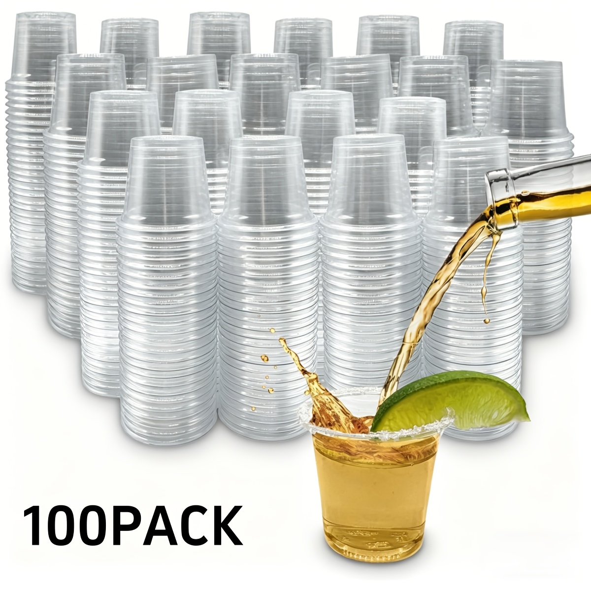 100pcs 2oz plastic shot glasses clear plastic shot cups bulk for liquor tasting jellies tequila mini margarita sample sauce cups ideal for parties and daily use