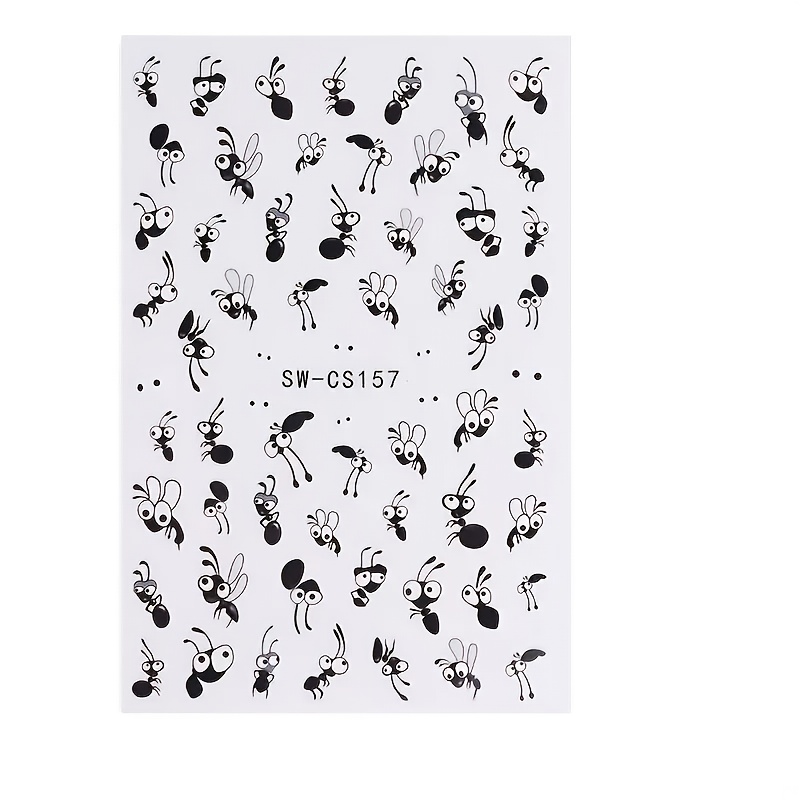 Cartoon Ant Stickers - Self-adhesive Glossy Finish, Cute Animal Theme Nail Art Decals For , Durable Polypropylene Stickers With Patterns (japanese/korean Style), Whimsical Decor