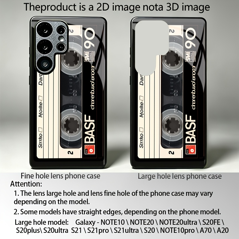 TEMU Phone Case: 2d Printing Vintage Cassette Tape Design, Trendy And Fashionable For Galaxy S26, S26 Ultra, S25 Plus, S25 Ultra, A53, A54, A55, A05,
