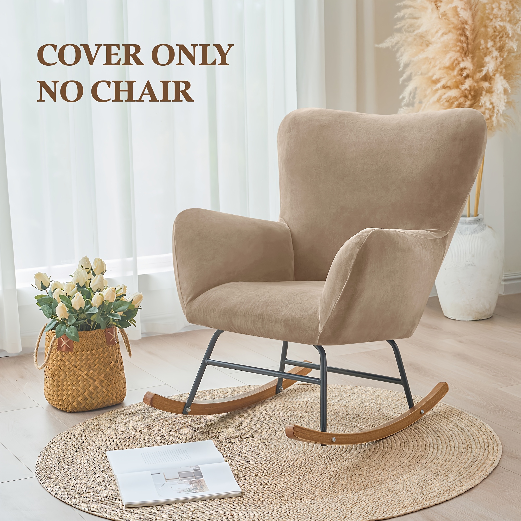 TEMU 1 Housse de fauteuil à élastique ultra-douce épaissie à couverture complète, Housse de chaise longue, Housse uniquement, chaise