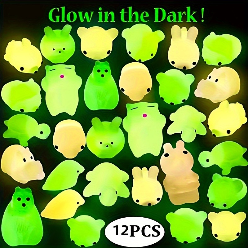 

12pcs Mochi Squish Toys, Mini Glow-in-the-dark Animal Squishies, Random Cat Designs - Perfect Kids Party Favors And Bag Stuffers