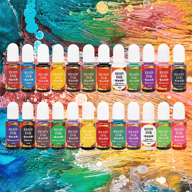 TEMU 1set/24colors Kit Vibrant Colors 10ml Resin Ink, Paint Resin Dye For Resin Art, Tumblers, Resin Epoxy Handmade Rendering Fluid, Crafts Jewelry