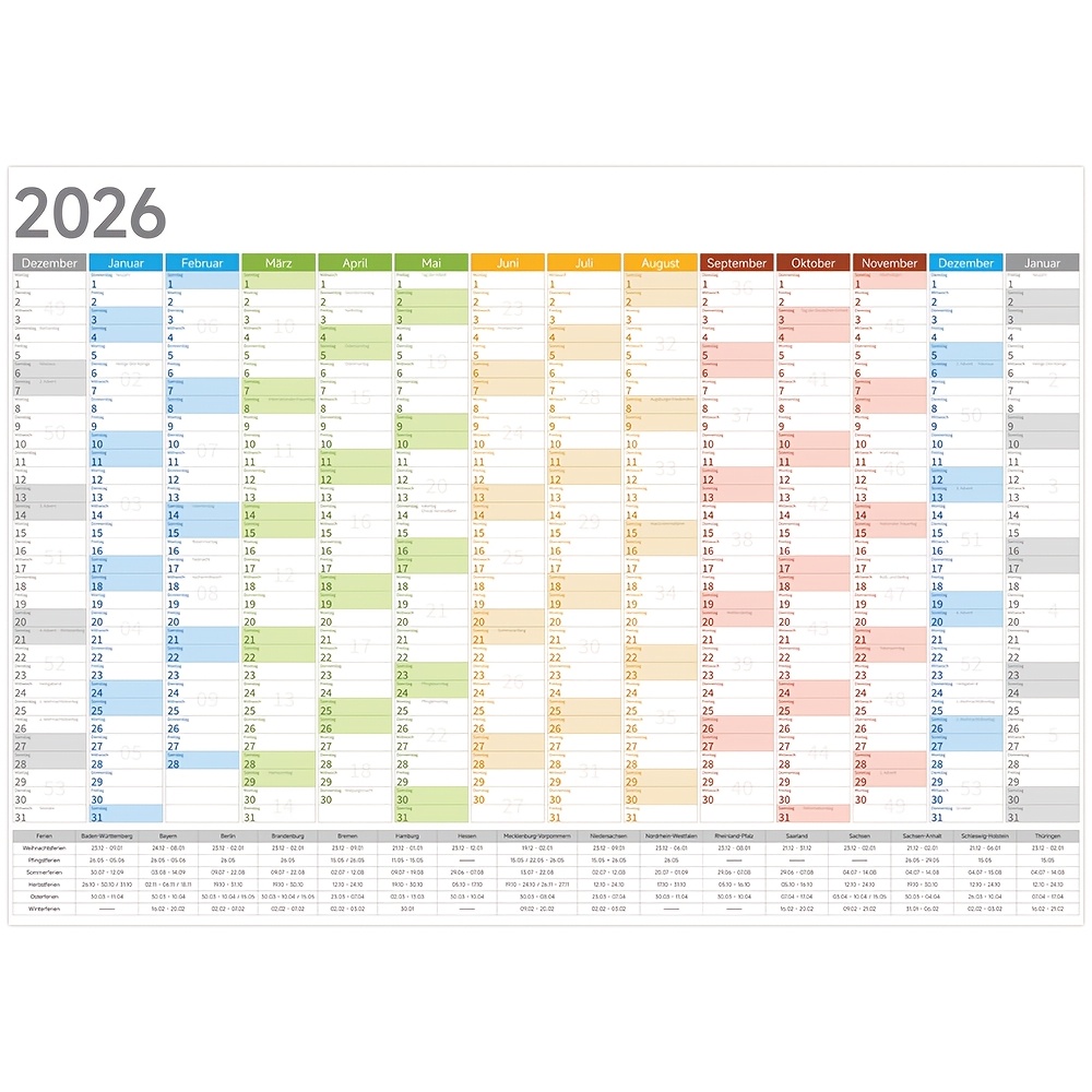 Image of 1pc The 2026 Annual Calendar - German Wall Calendar - Yearly Planner A1, Wall Planner Featuring Calendar Weeks, - Large Format Calendar Suitable For Office, Family, And School, Poster