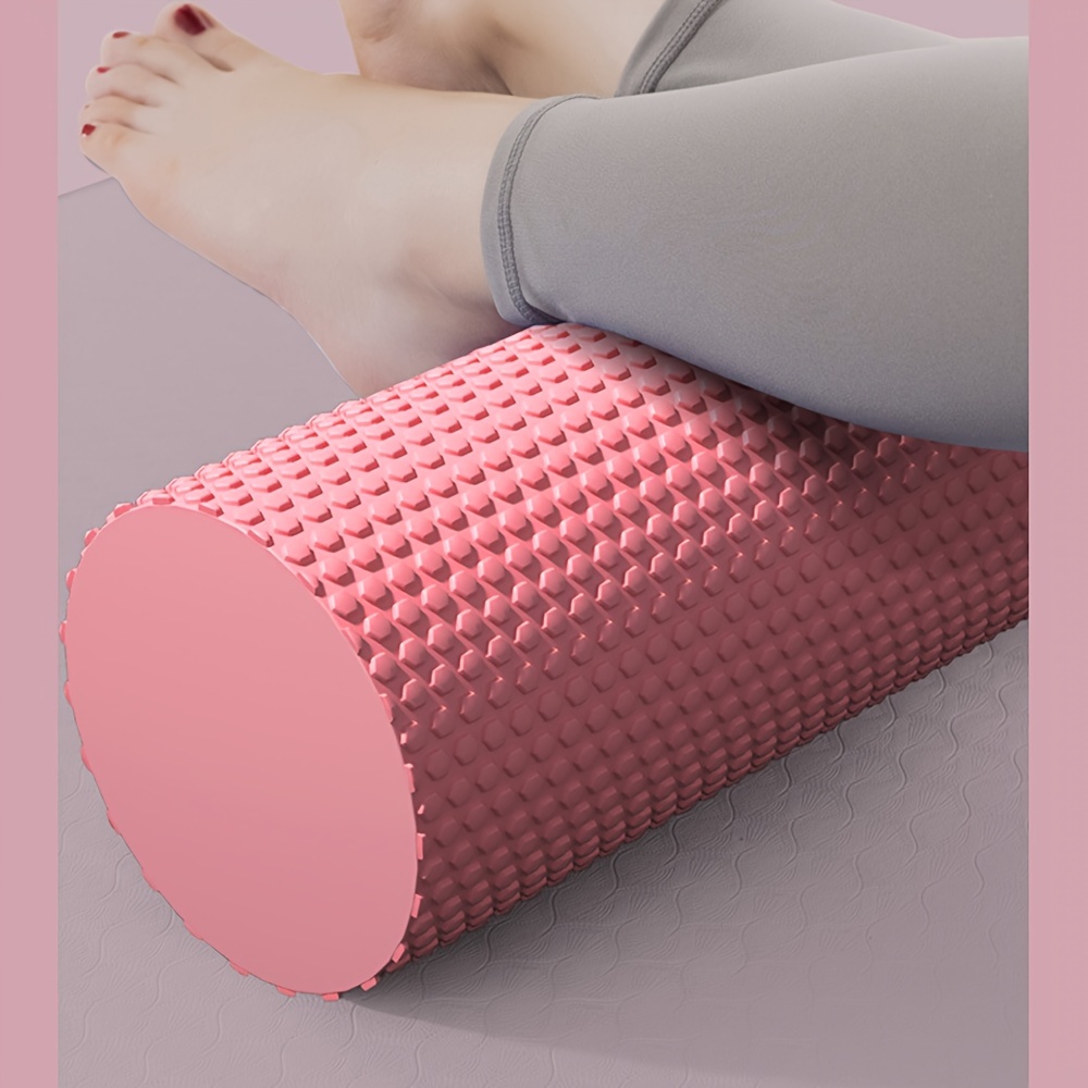 Round EVA Foam Premium Yoga Roller, Hexagonal Pattern Cylinder for Pilates Exercise, Enhanced Home Workouts - Improve Flexibility, Stretching