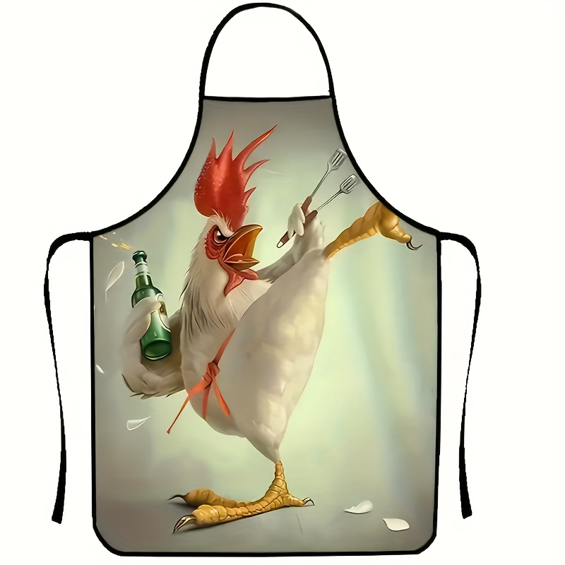 

Rooster Pattern Waterproof Plus-size Apron - Sleeveless, For Kitchen & Cleaning Tasks