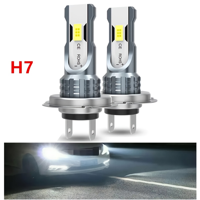 2pcs h7 led headlight high low beam led fog lights bulbs for car 80w 2000lm 6000k auto headlamps   12v 24v 3570 csp led   1 mini size direct replacement  