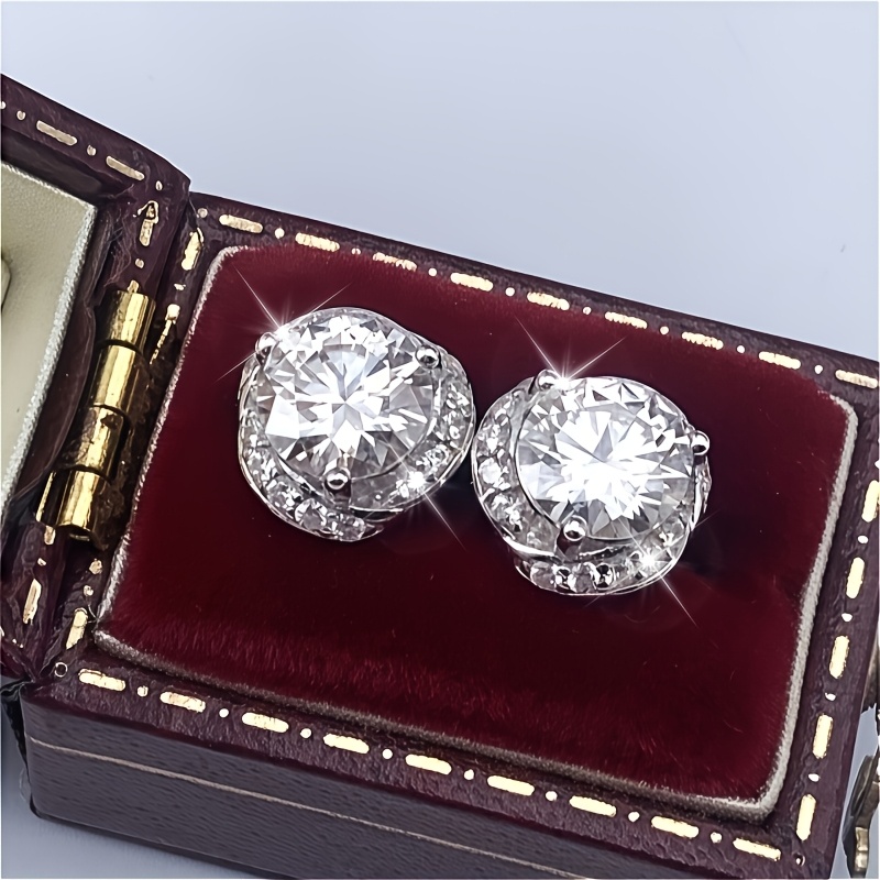 E-shop Ein Paar Silber Ohrstecker mit 1 *2 Moissanit, Elegant für Damen, Geeignet für den , , Partys mit einer Geschenkbox von ca. 3g. Hinweis: Die im