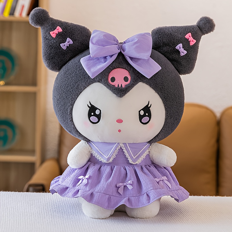 E-shop Kawaii Sanrio Kuromi und My Melody Plüsch - Offizielle Pompon Rock Stofftiere mit pinken Schleifen, Sammlerstücke - Niedliche Cartoon