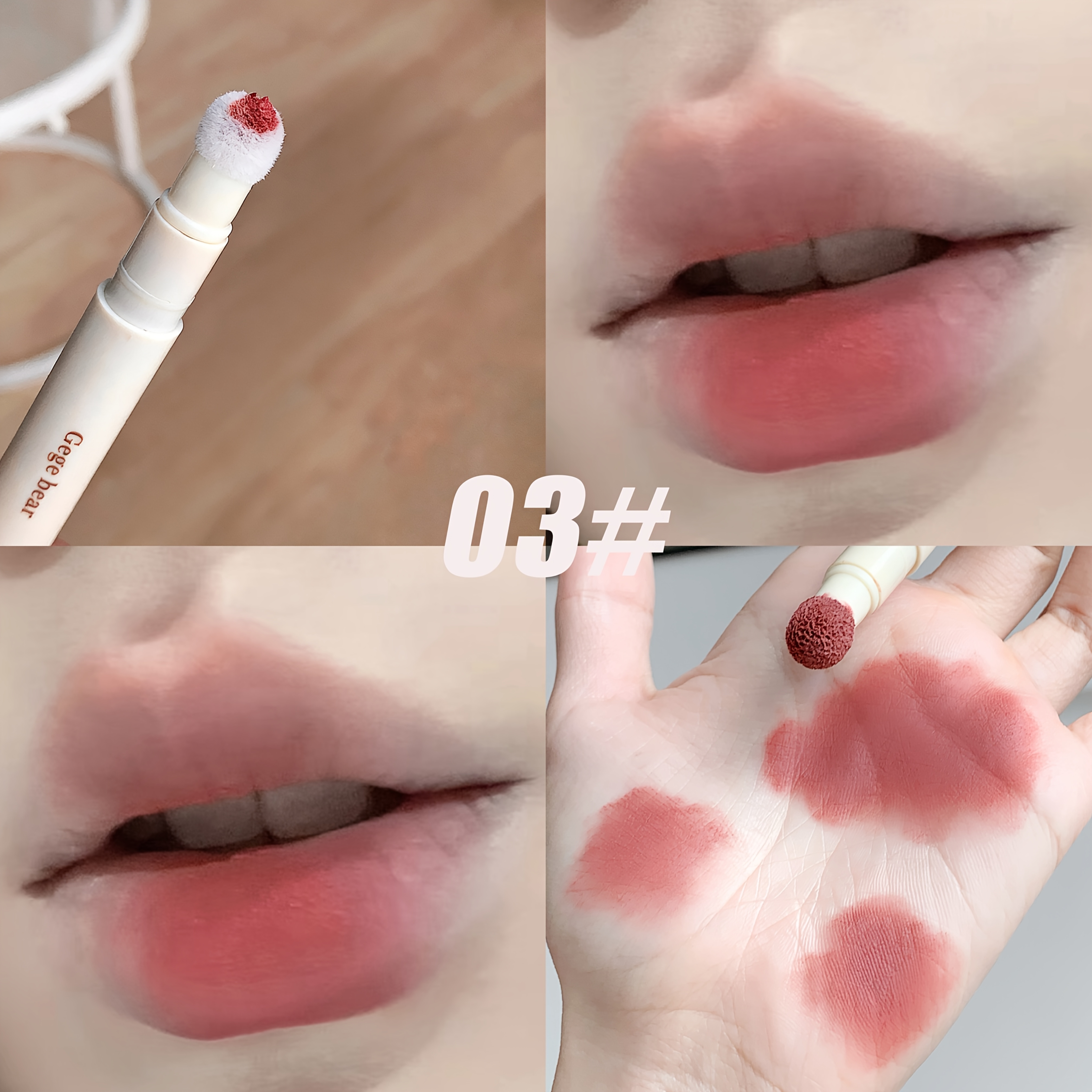Lip Matte Velvet Lip Glaze Not Easy To Fade Mist Surface Lasting White Sponge Brush Head