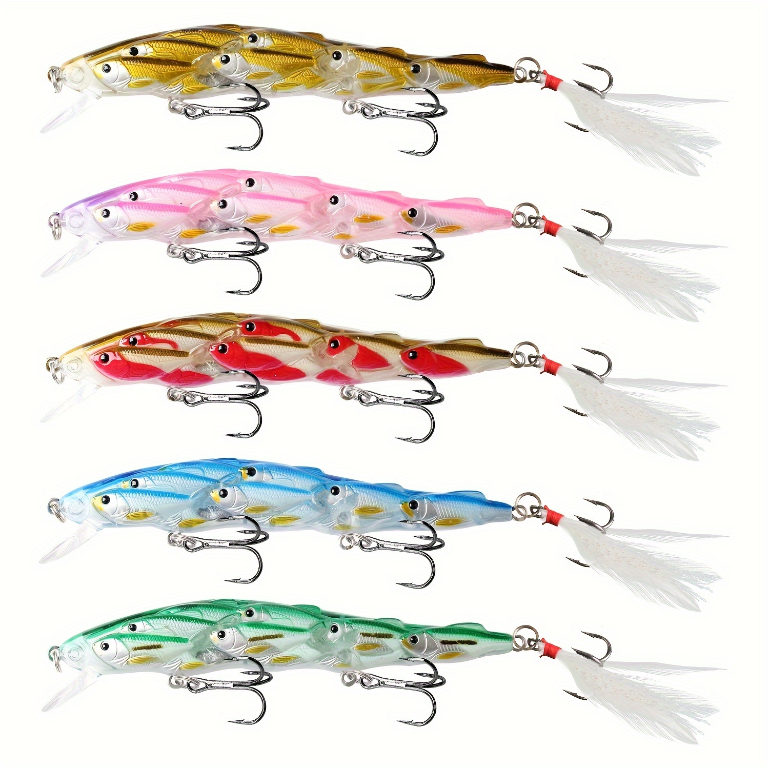 TEMU 5pcs Minnow Fishing Lure Set - Abs Artificial Kit For