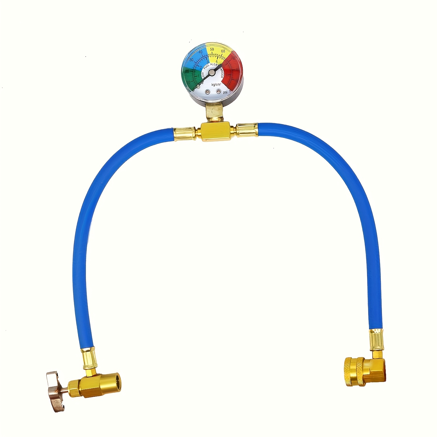 TEMU 1pc Refrigerant Charging Hose With Measuring Gauge - Durable Pe Material, Golden, Reliable Performance, Refrigerant Tool, Charging For Auto