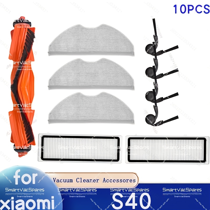 TEMU 10pcs Set - Compatible With Xiaomi S40 Robot Vacuum Accessories: Main Brush, Side Brushes, Hepa Filter, Mopping Cloth