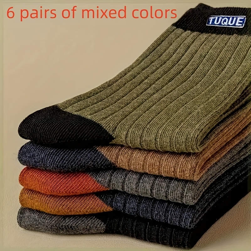 

6 paires de chaussettes bateau pour homme, respirantes en polyester 80% et élasthanne 20% tricotées avec motif lettre, lavage à uniquement, vêtements d'extérieur décontractés toutes