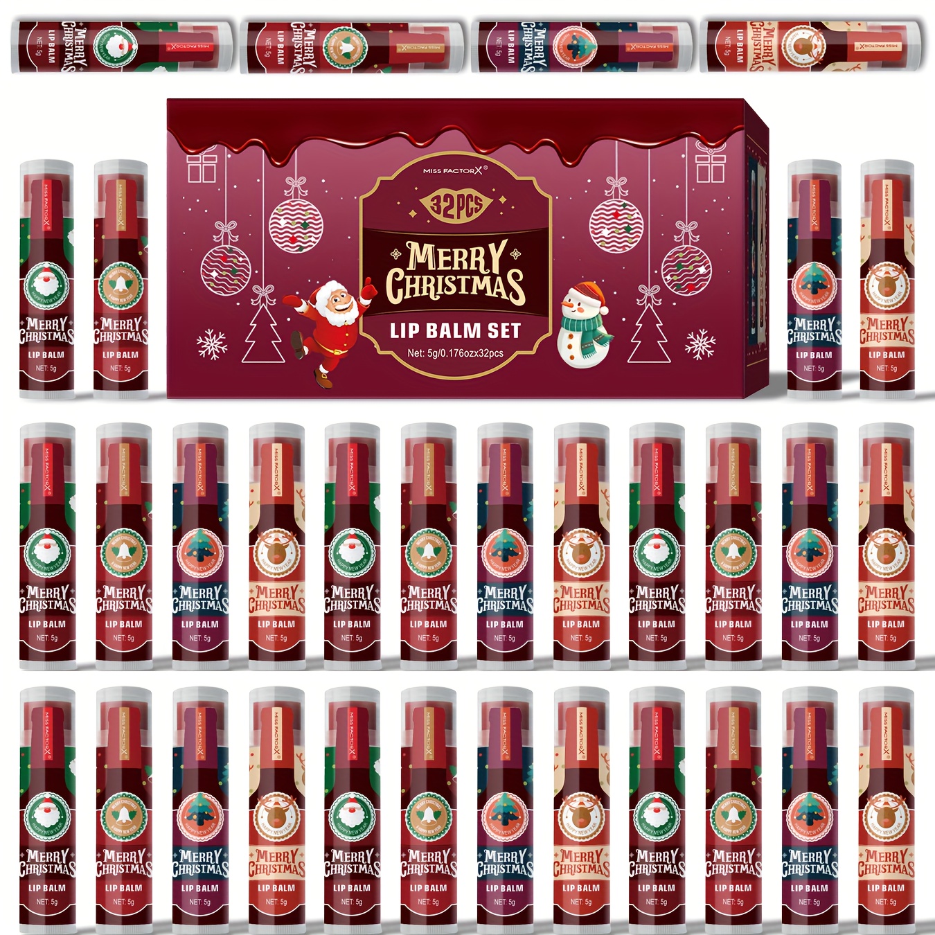 32pcs miss christmas lip gloss balm set 32 flavors - Temu