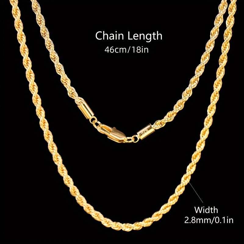 TEMU Collier chaîne tressée de 2,8 mm plaqué or en argent sterling 925 (contenant 10G-18G ) pour hommes et femmes, , épouses, anniversaires, divers