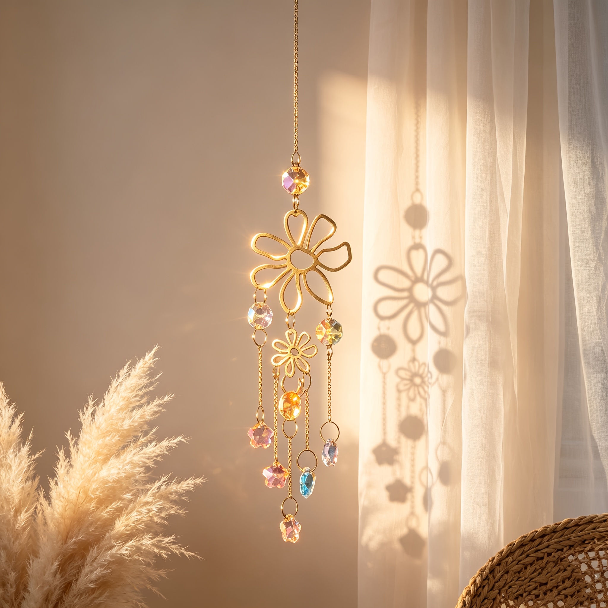 TEMU A Crystal Wind Chime Suncatcher With Petal-shaped Design, Suitable For Weddings, Parties, Festivals, Gatherings, Birthdays, Valentine's Day,