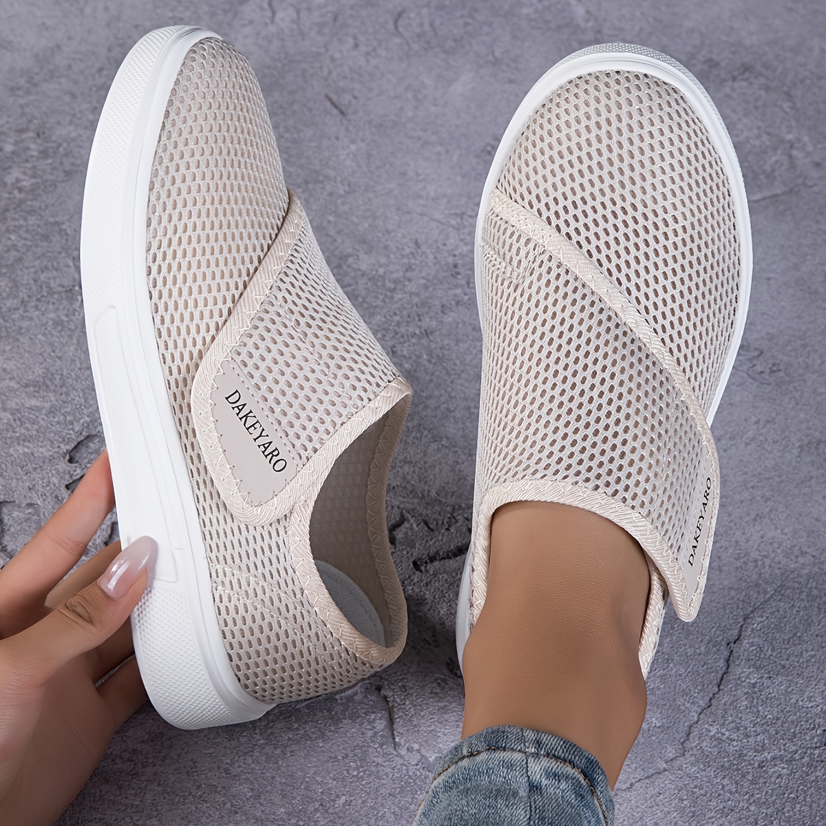 TEMU Chaussures d'été pour femmes, en respirante, à fermeture éclair, taille ajustable, adaptées aux pieds larges et aux pieds gonflés, à semelle