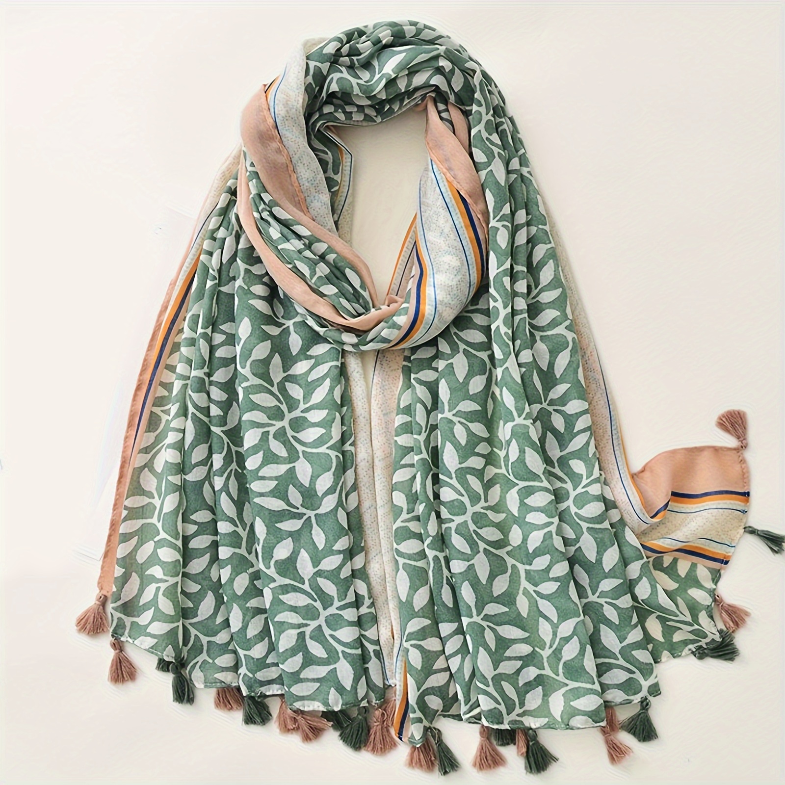 

Bohemian Tassel Scarf For Women, Cotton-linen Blend Elegant Fringe Shawl For Autumn/winter, Travel Wrap