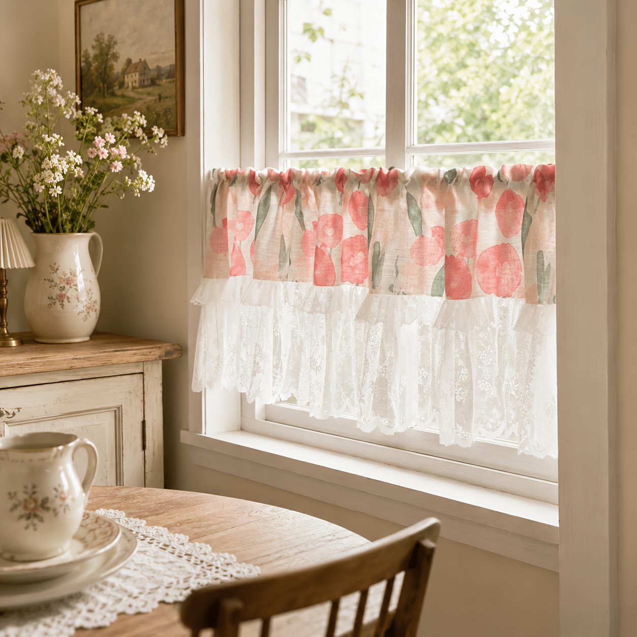 1 teiliger französischer landhausstil gardinenschal