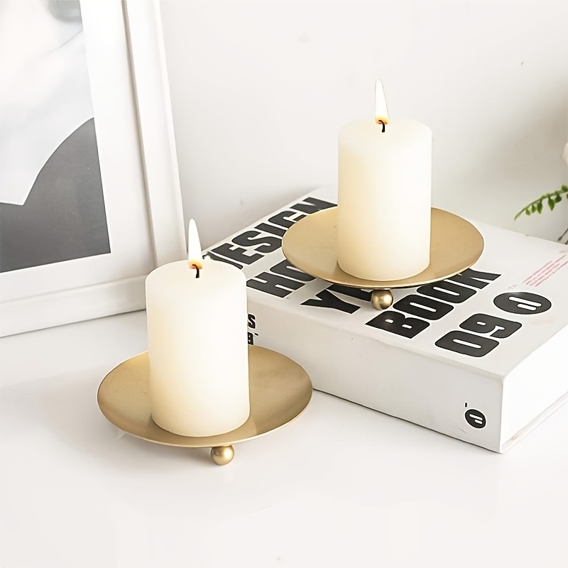 TEMU 2 Pezzi Portacandele in Ferro e Oro con Vassoio Base per Matrimoni, Feste, , Decorazioni Artistiche, Regalo, Accessori per Candele