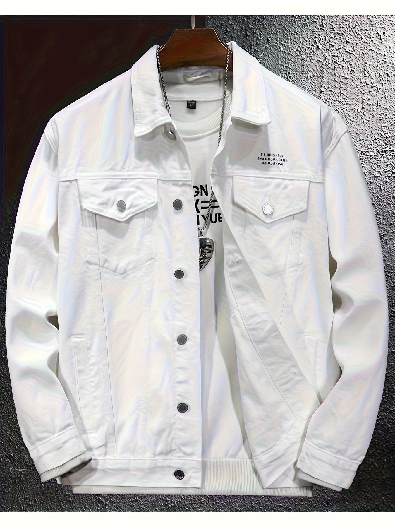 white denim jacket men sold on Temu Canada