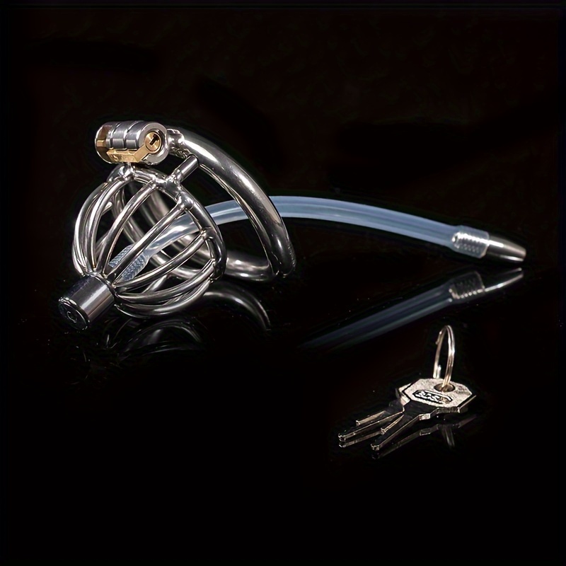 Flat Chastity Lock With Metal Catheter For Couples Couple - Temu