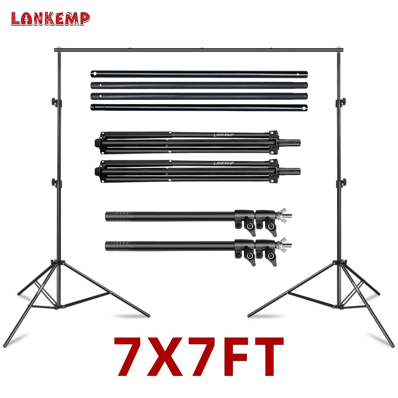 TEMU Support de Toile de Fond pour Fêtes Kit 7x7ft Réglable pour Studio Photo et Arrière-plan Photographique