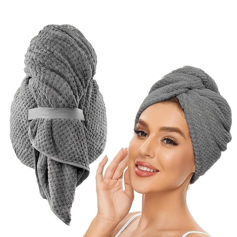 

1pc Softtouch Quick-dry Microfiber Hair Towel Wrap For Women, 42x25 Inch, Unscented Polyester Knitted Hair Turban For Normal & Textured Hair, Hair Care Accessory