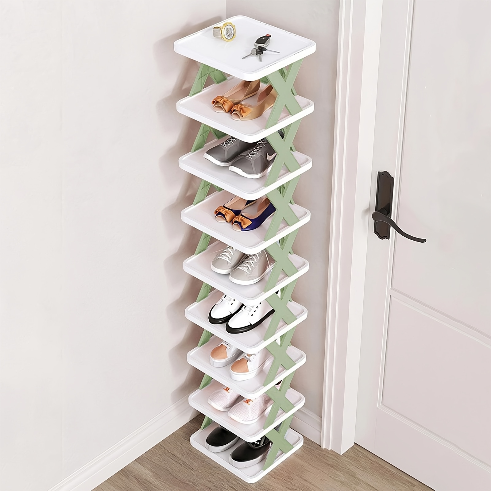 multi-level metal shoe rack freestanding organizer for room