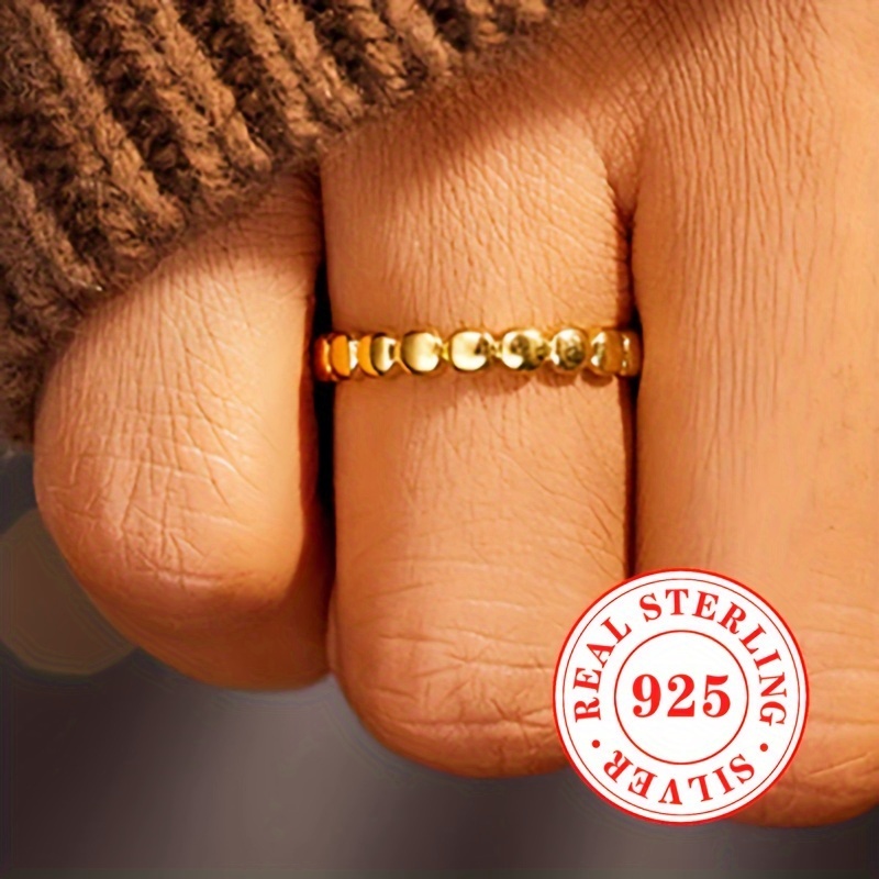 

925 Sterling Silver Simple Round Bead Design Ring For Women Party Daily Casual Wear Finger Ring Jewelry