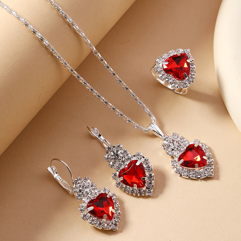 TEMU Ensemble de bijoux de luxe tendance pour femmes, comprenant un collier, des boucles d'oreilles et un anneau, idéal pour une robe de mariée, une
