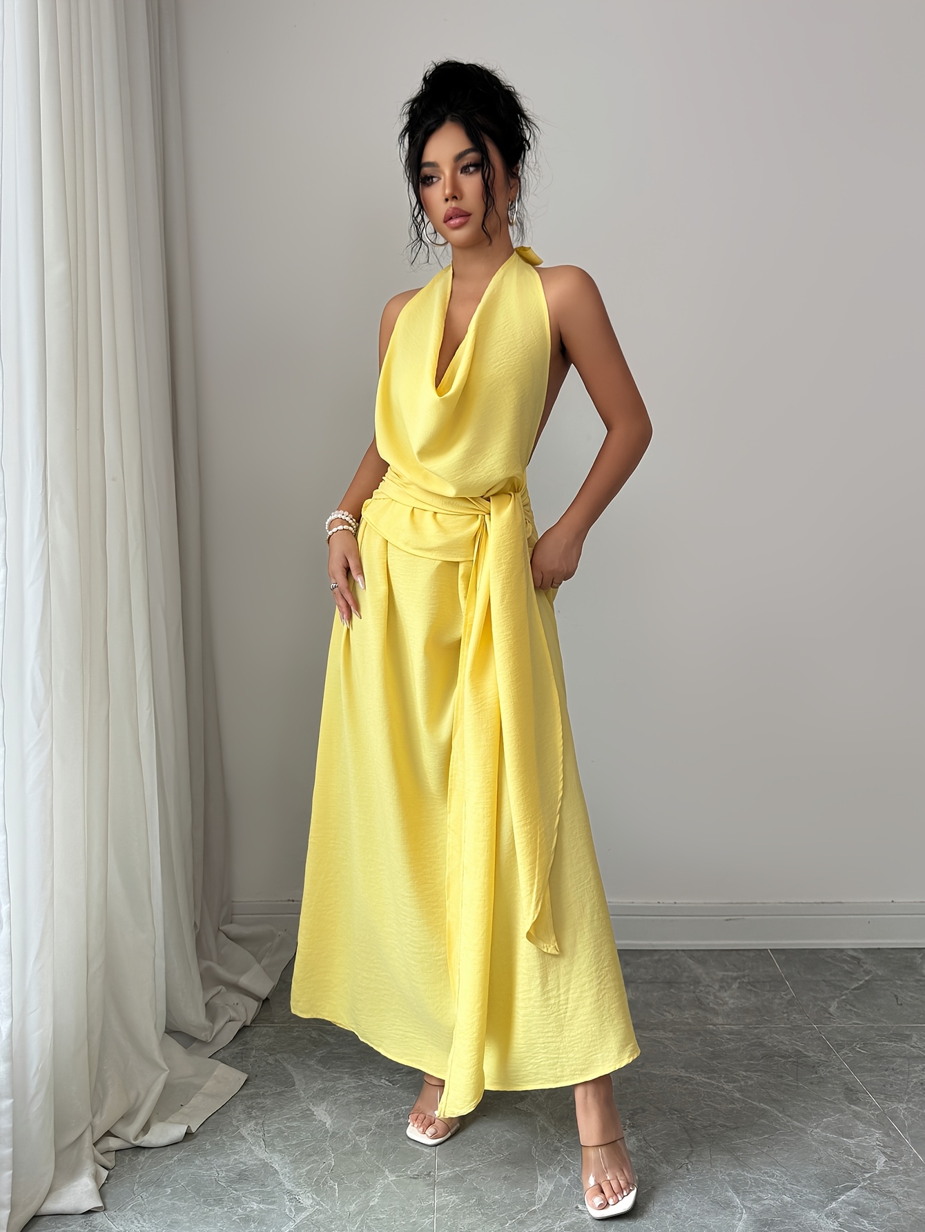womens spring summer mature halter neck wrap front - Temu Cyprus