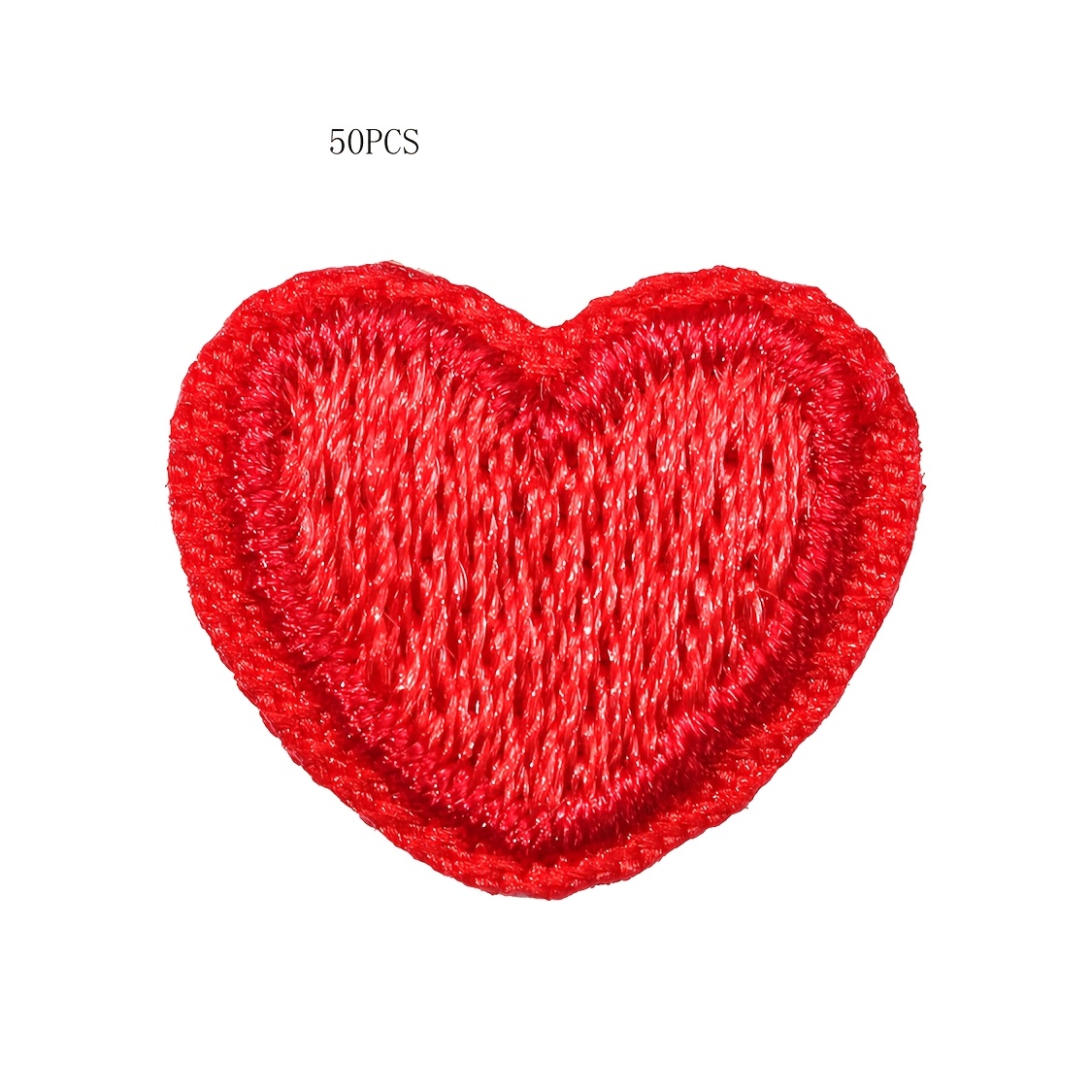 50pcs Red Small Peach Heart Cartoon Cute Embroidery Patches Iron-on And Accessories Repair Badges Suitable For Clothes, Bags, Shoes, Hats, Home Decor Sewing 1.3cm*1.5cm