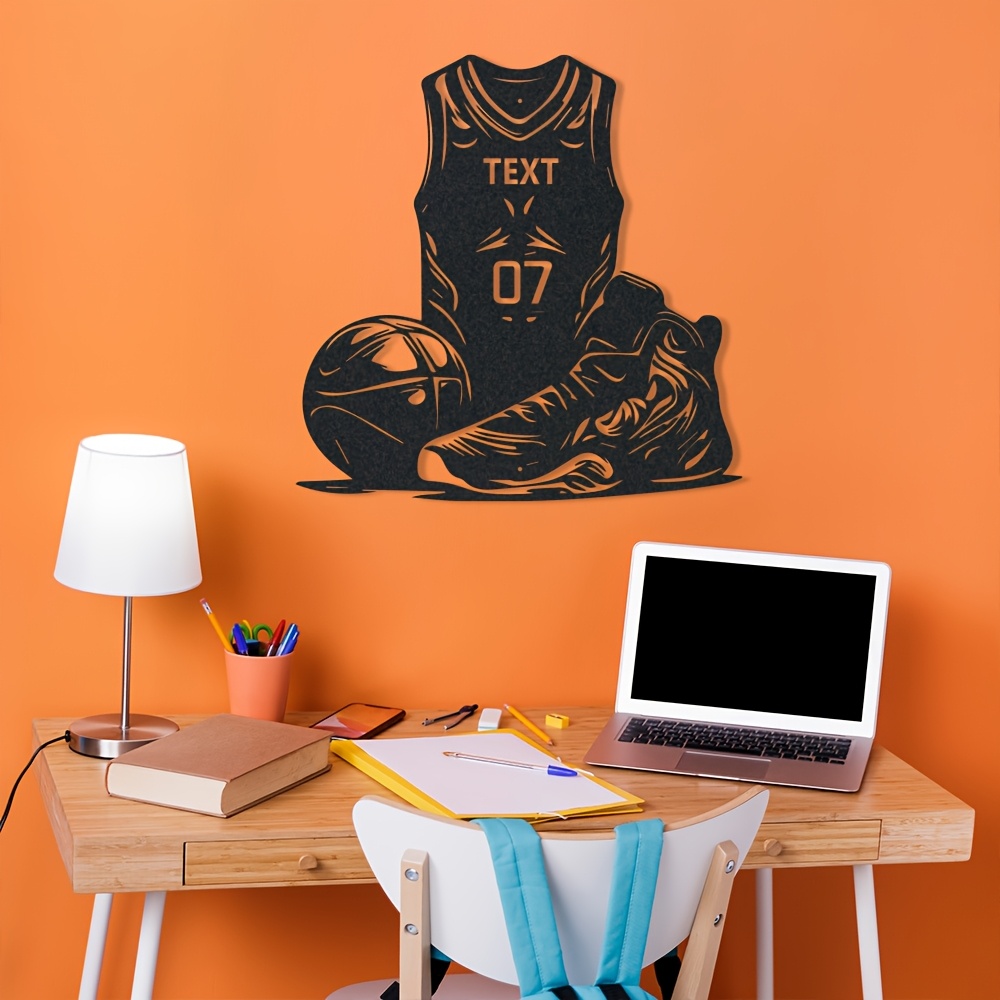 TEMU Customizable Metal Basketball Wall Art - Personalized Iron Player Jersey & Statue Decor For Teen Rooms, For Man Caves, And Outdoor Sports