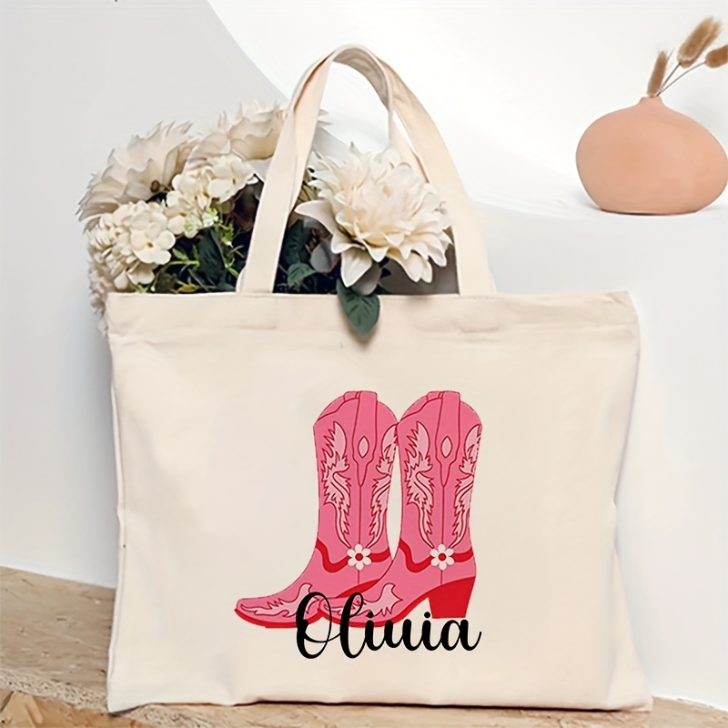 TEMU Sac Fourre-Tout Personnalisé avec Motif -girl et Nom pour Enterrement de Vie de Fille - Sac à Épaule pour Voyage des Femmes, Sac de Courses