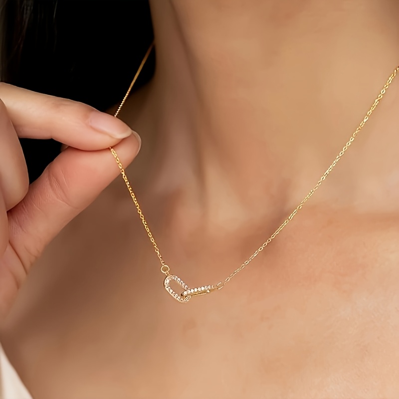 Image of Necklace For Women, Dainty Necklaces For Women Easy Paperclip Choker Necklaces Cute Minimalist Open Oval Necklaces Golden Jewelry For Women Gifts, Halloween Christmas Gifts For Women
