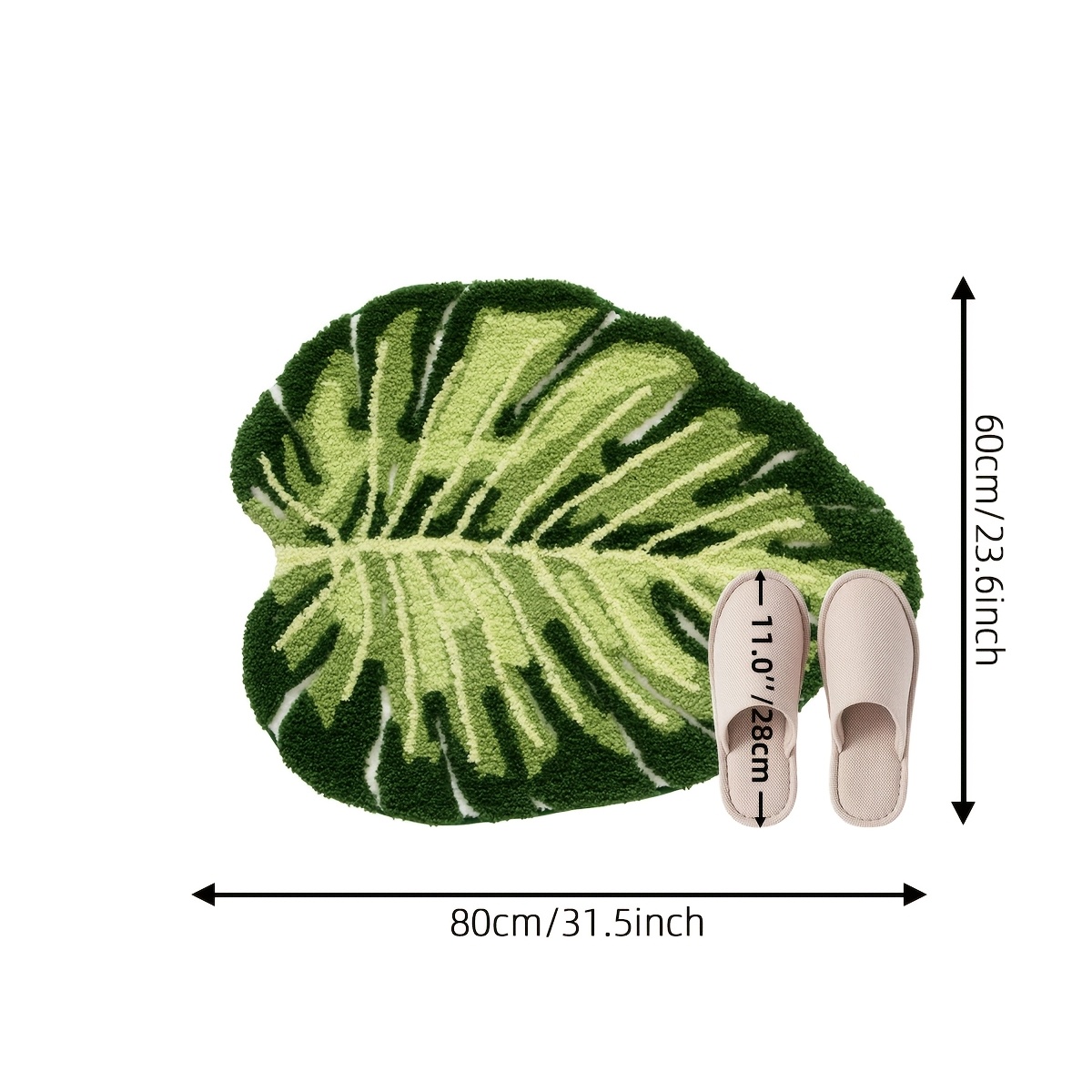 1pc Green Leaf Non-slip Mat, Non-slip & Super Soft Bathroom Rug, For Bathroom Bedroom Room, Ideal For Bathroom Supplies, Home Decoration - Machine Washable Indoor Rug