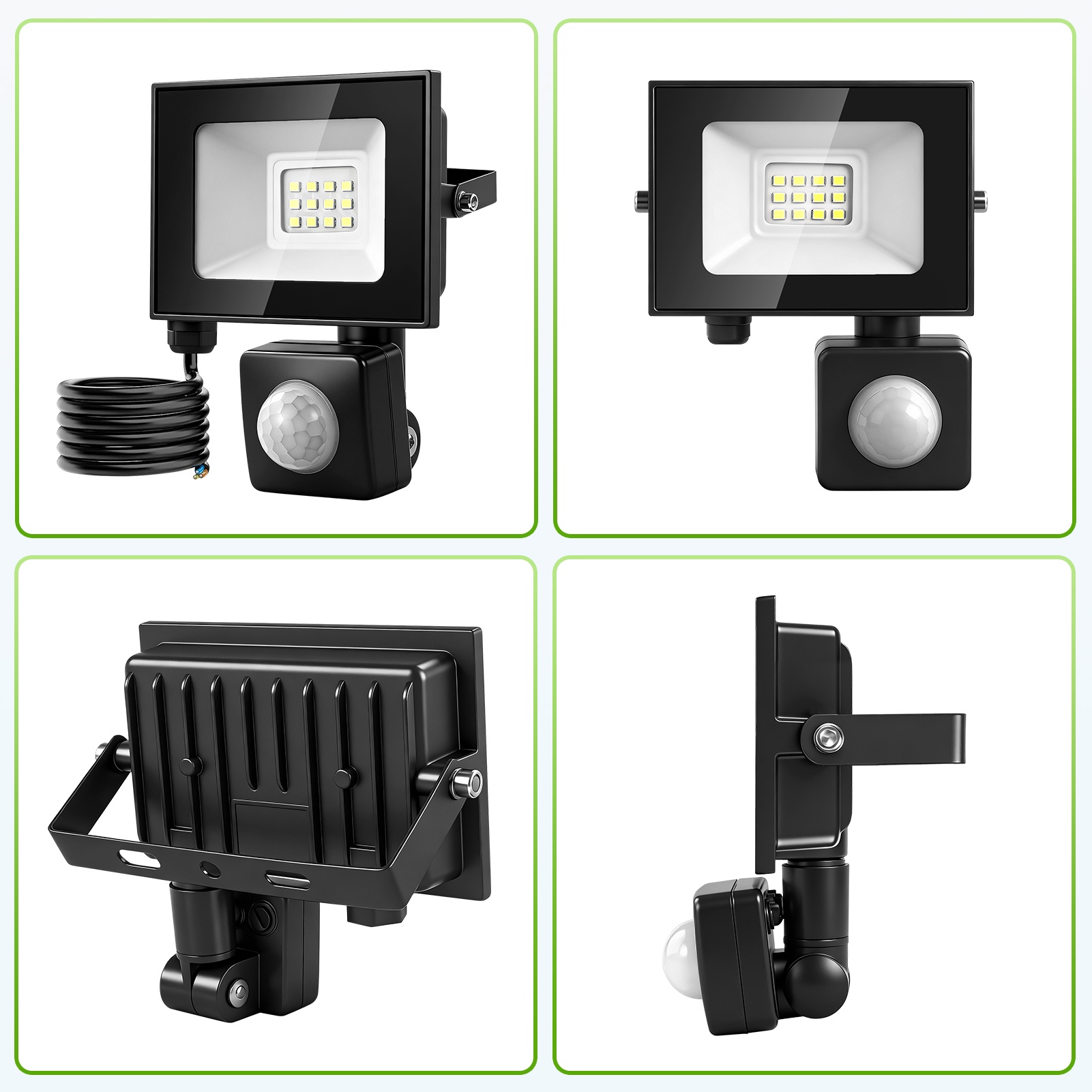 5-Pack 10W LED Flood Light with PIR Motion Sensor