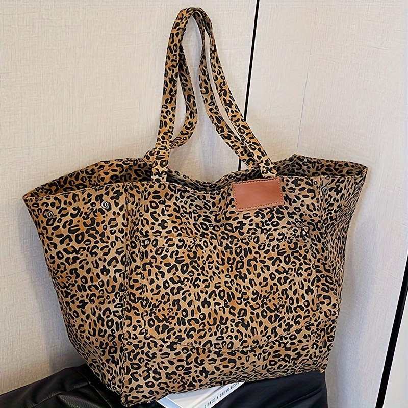 

Fashionable Large Capacity Leopard Print Tote Bag For Women, Multi-functional Single Shoulder Handbag, Commuting, Travel, Shopping, And - Lightweight Fabric With Polyester , No Closure, Only