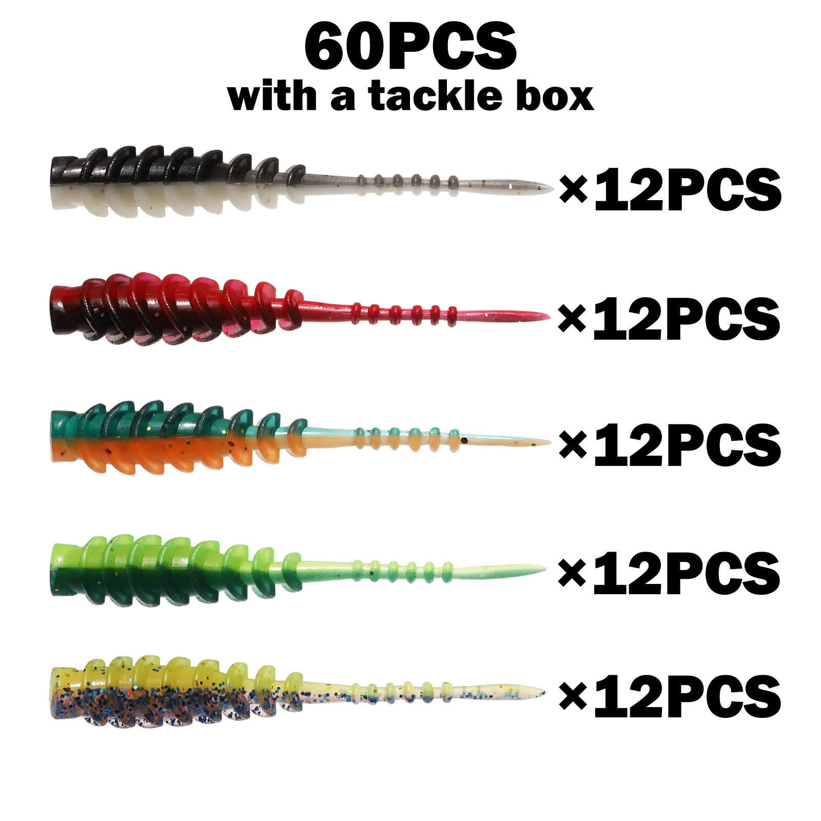60pcs Swimbaits Lures, Soft Plastic Fishing Lures Kit, 2.45" Fishing Bait For Freshwater And Saltwater With Box
