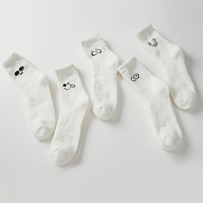 

[Meilleur Classement] 5pcs Chaussettes Doublées en Filles - Épaisses, Chaudes et Douces l'Hiver | Mélange de , Lavables en