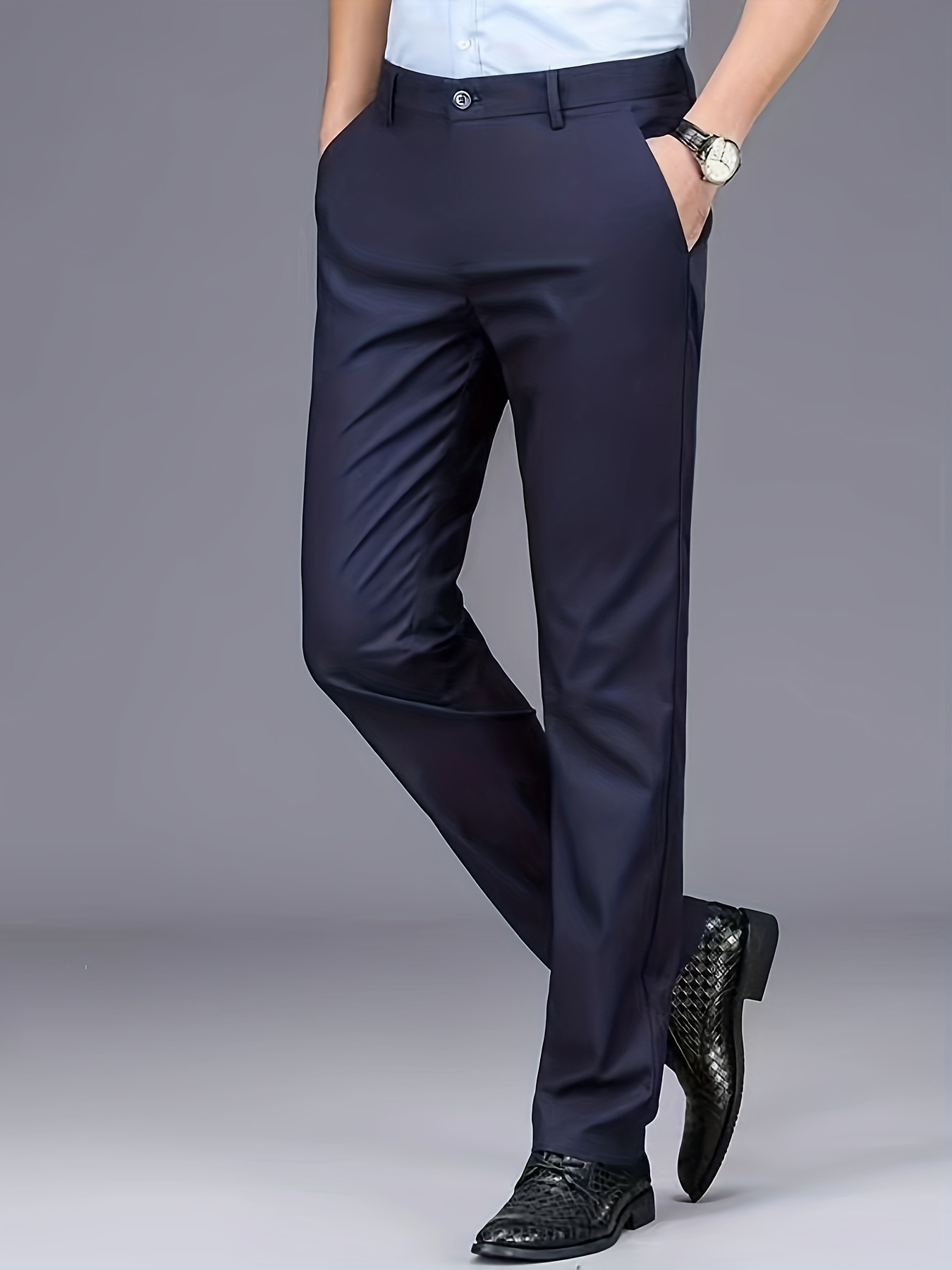 mens professional business trousers stretch wrinkle resistant and iron free formal casual loose straight leg suit pants versatile for office workers ideal gift for work wear Product details 40