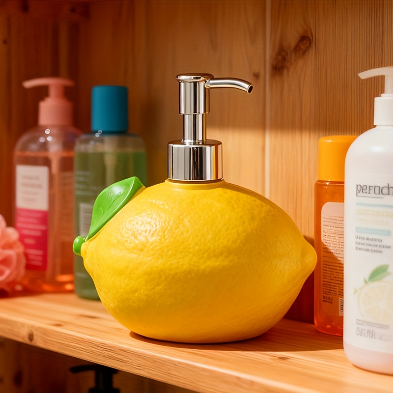 E-shop 1 zitronenförmige Lotionflasche aus Harz – Wiederverwendbarer Pumpspender, geeignet für Seife, Shampoo Waschmittel, parabenfrei, ideal für