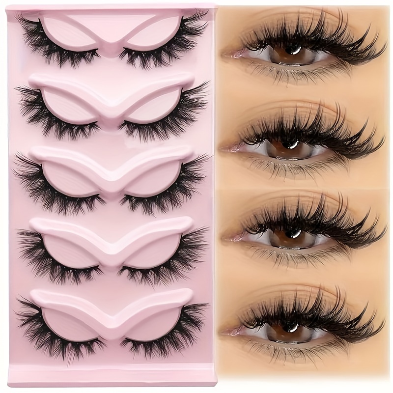 5 Pairs of Luxurious Cat Eye False Eyelashes, Multi-layered