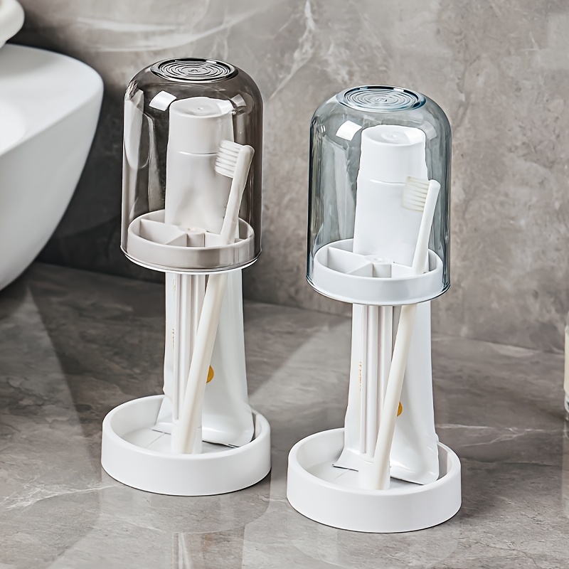 

Bathroom Mouthwash Cup Holder, An Independent Toothbrush Storage Rack With Drainage And Dust-proof Design, No Electricity Required - Space-saving, An Essential Bathroom Accessory For Household.