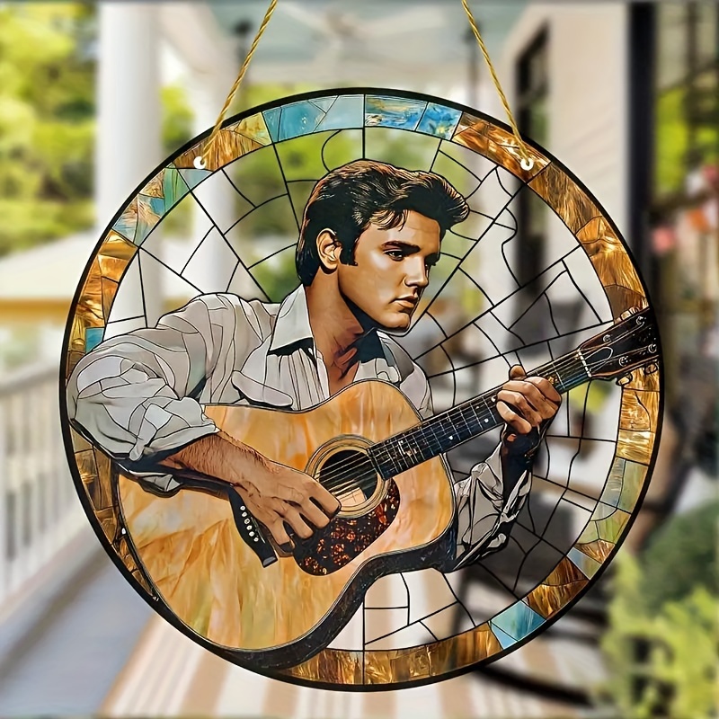 

Guitarist Suncatcher 8"x8" Stained Glass Hanging Window Decoration - Musical Theme Acrylic Sun For Home & Garden Decor | Perfect Birthday Gift For Music Lovers